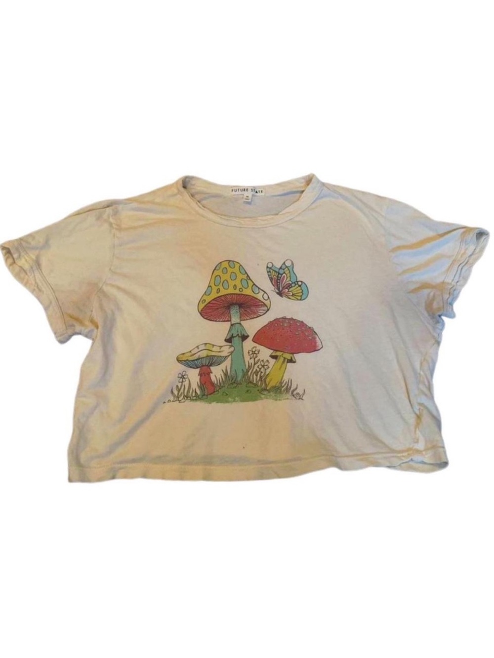 Urban Outfitters Future State Mushroom Graphic Hippie Cropped Baby Tee